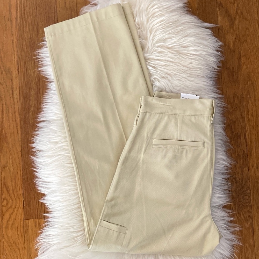 Zara High-Waist Pocket Detail Straight Leg Twill Pants